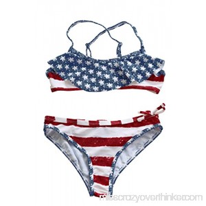 Ytwysj Girl's Swimsuits,4th July American Flag Print Stars & Stripes Flounce Bikini Swimsuit for Kids Flag B07D8ZCKWQ